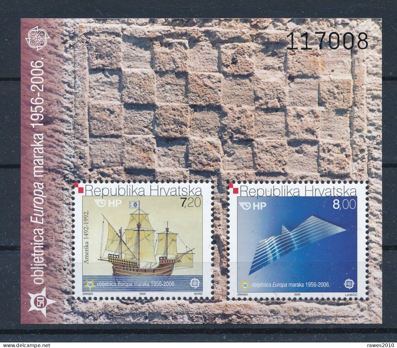 Kroatien 2006 Mi. Block 27 Postfr. Europa Entdeckung Amerika Segelschiff Möwe - Kroatien