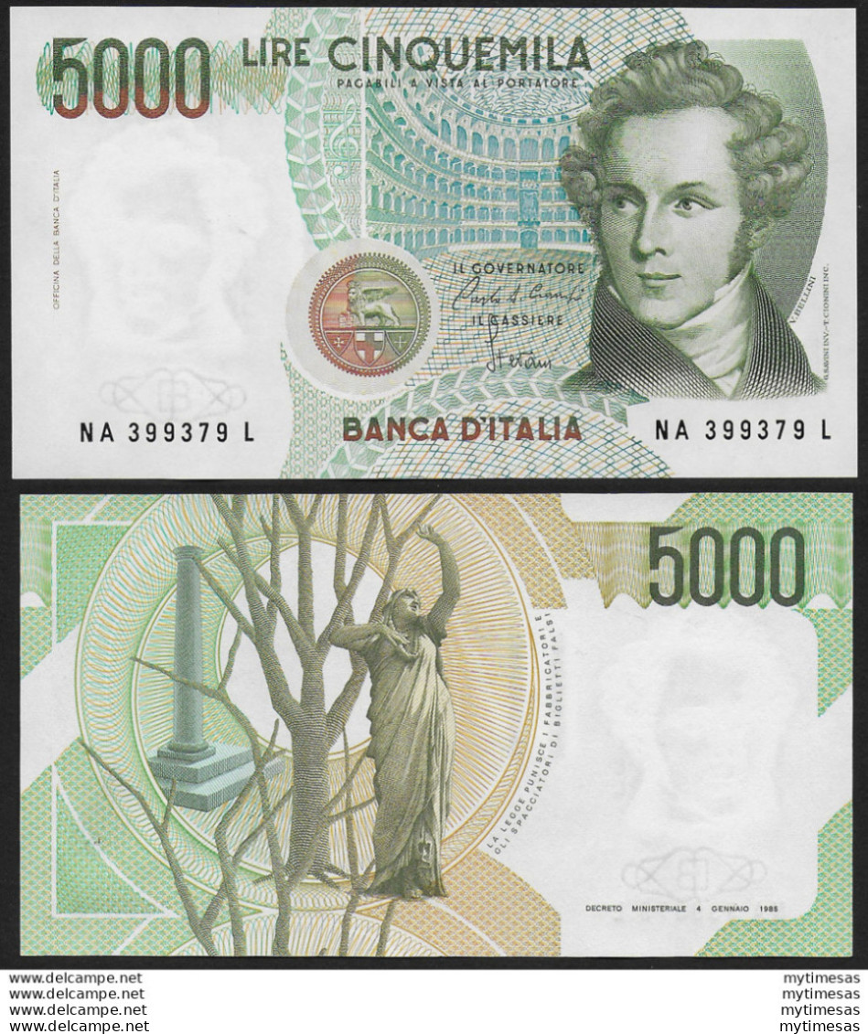 1985 Italia Lire 5.000 Vincenzo Bellini FDS Rif. BI 69A Gigante - Autres & Non Classés