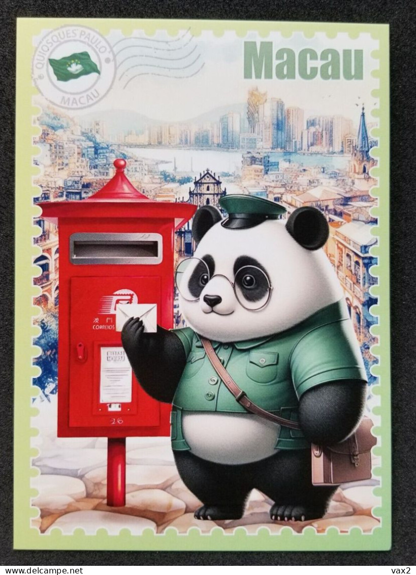 WonderPost Series 1 - Macau Postcard MINT Mailbox Mail Box Postal Landmark National Animal Panda - Macao