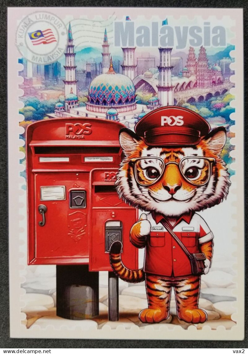 WonderPost Series 1 - Malaysia Postcard MINT Mailbox Mail Box Postal Landmark National Animal Tiger - Malaysia