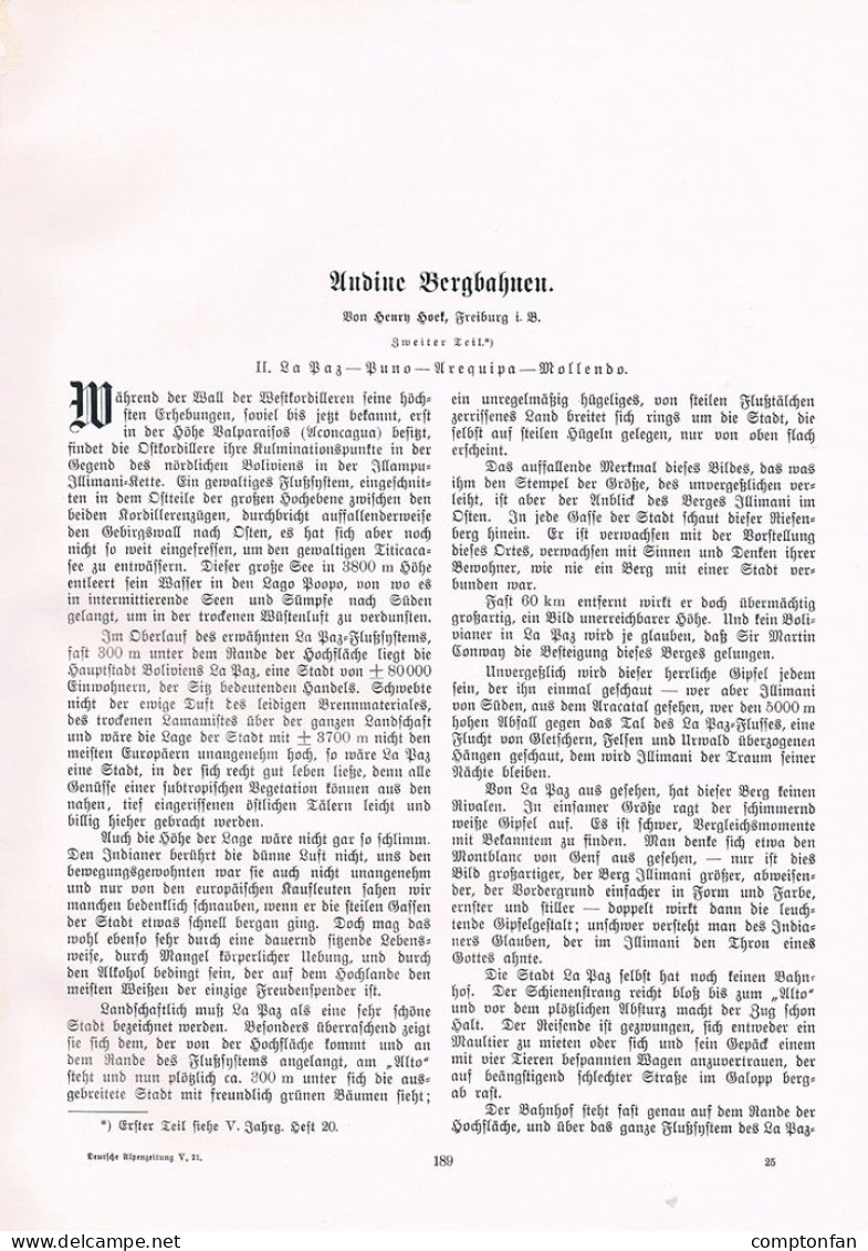 A102 1437 Henry William Hoek Anden Bergbahn La Paz Bolivien Artikel 1906 - Autres & Non Classés