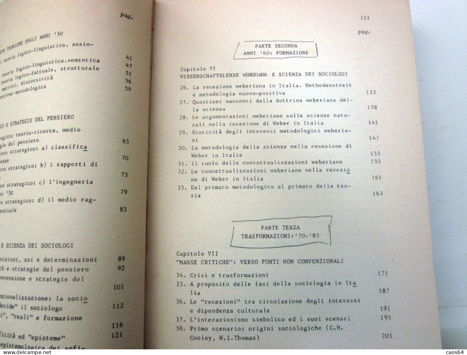 La sociologia in Italia III Filippo Barbano Giappichelli 1987