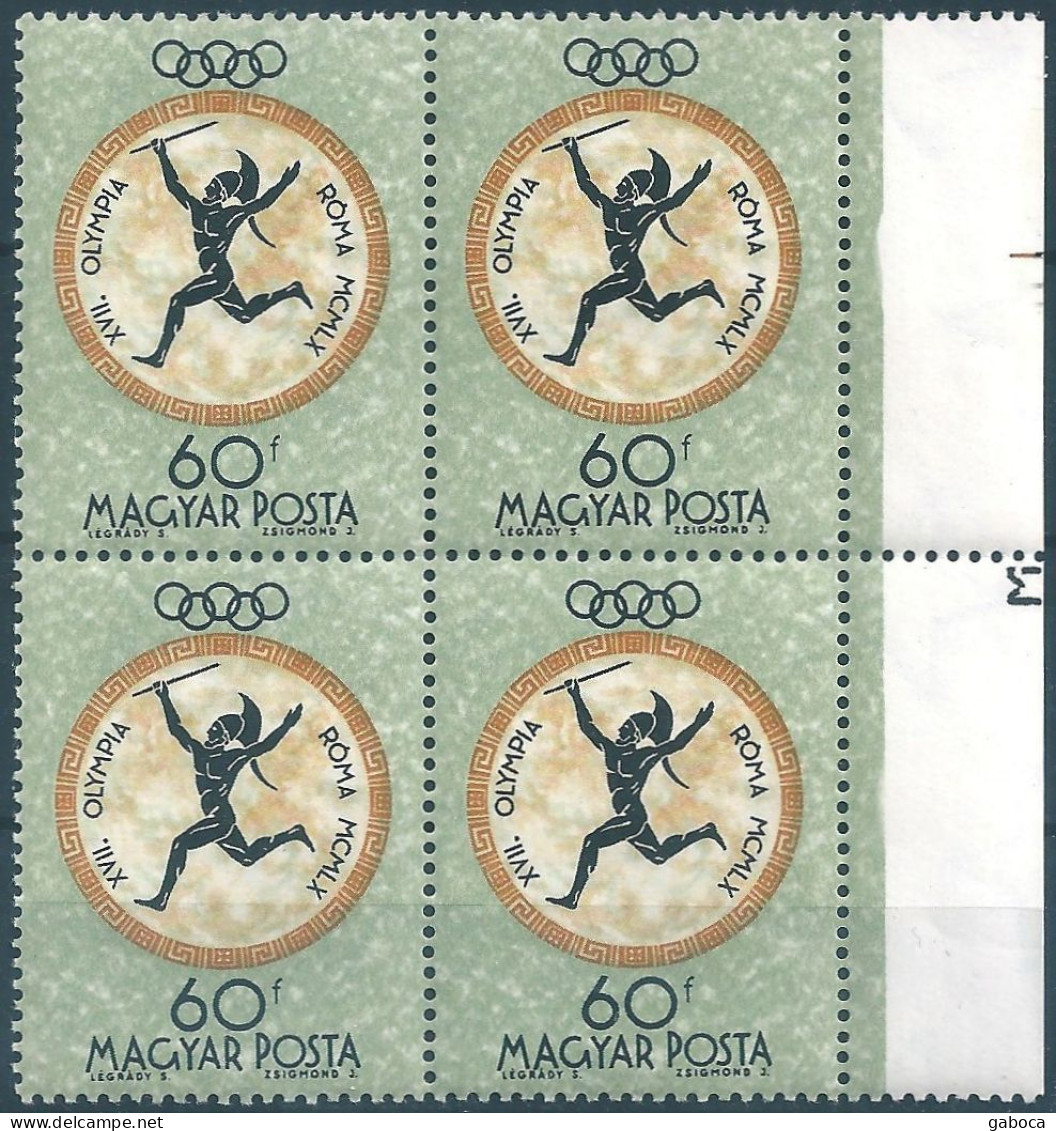 C5789 Hungary Olympics Rome Sport Fencing Quartblock MNH RARE - Sommer 1960: Rom