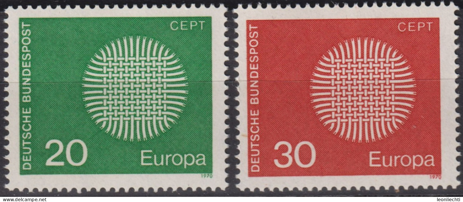 1970 BRD, ** Mi:DE 620+621, Sn:DE 1018+1019, Yt:DE 483+484, Europa (C.E.P.T.) 1970 - Lodernde Sonne - 1970