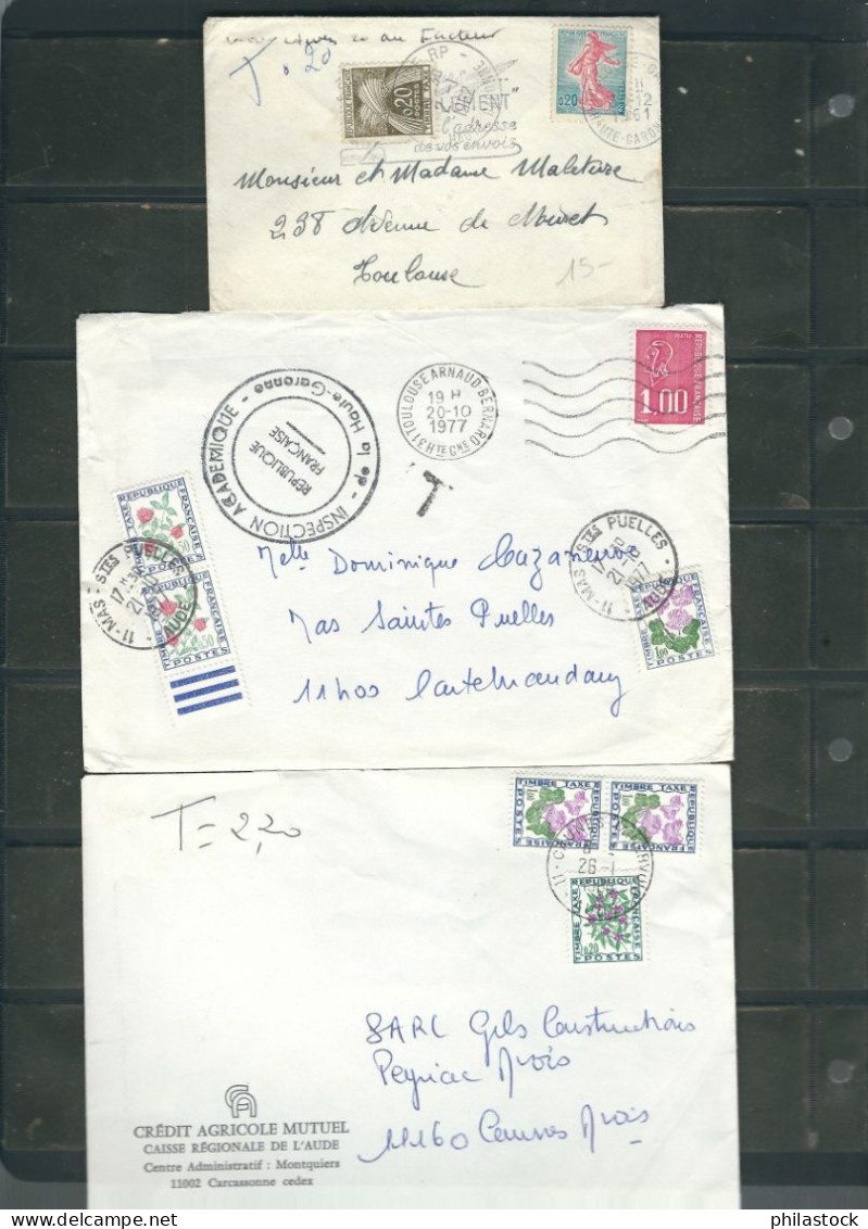 FRANCE Lot De 45 Lettres Ou CP Taxées Années 70/80 - 1960-.... Lettres & Documents