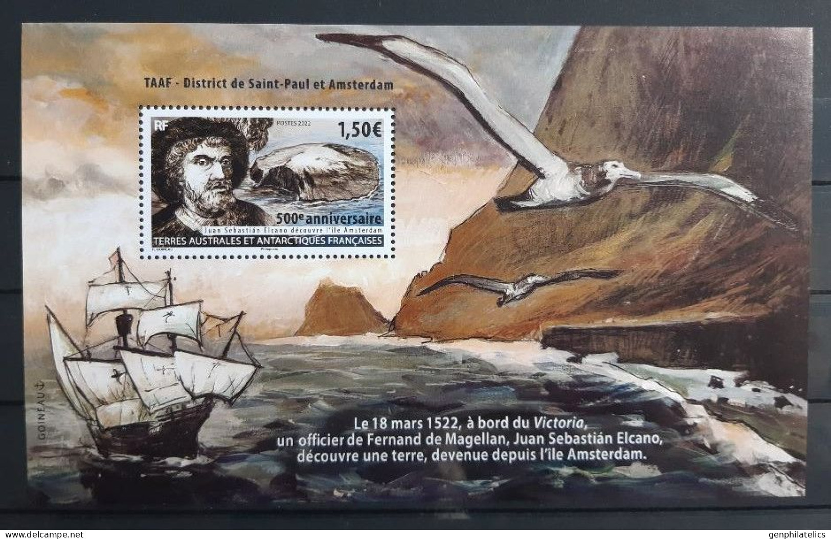 TAAF 2022 EVENTS Fauna. Birds. Ship. 500th Anniv Of The Discovery Of AMSTERDAM ISLAND - Fine S/S MNH - Nuevos
