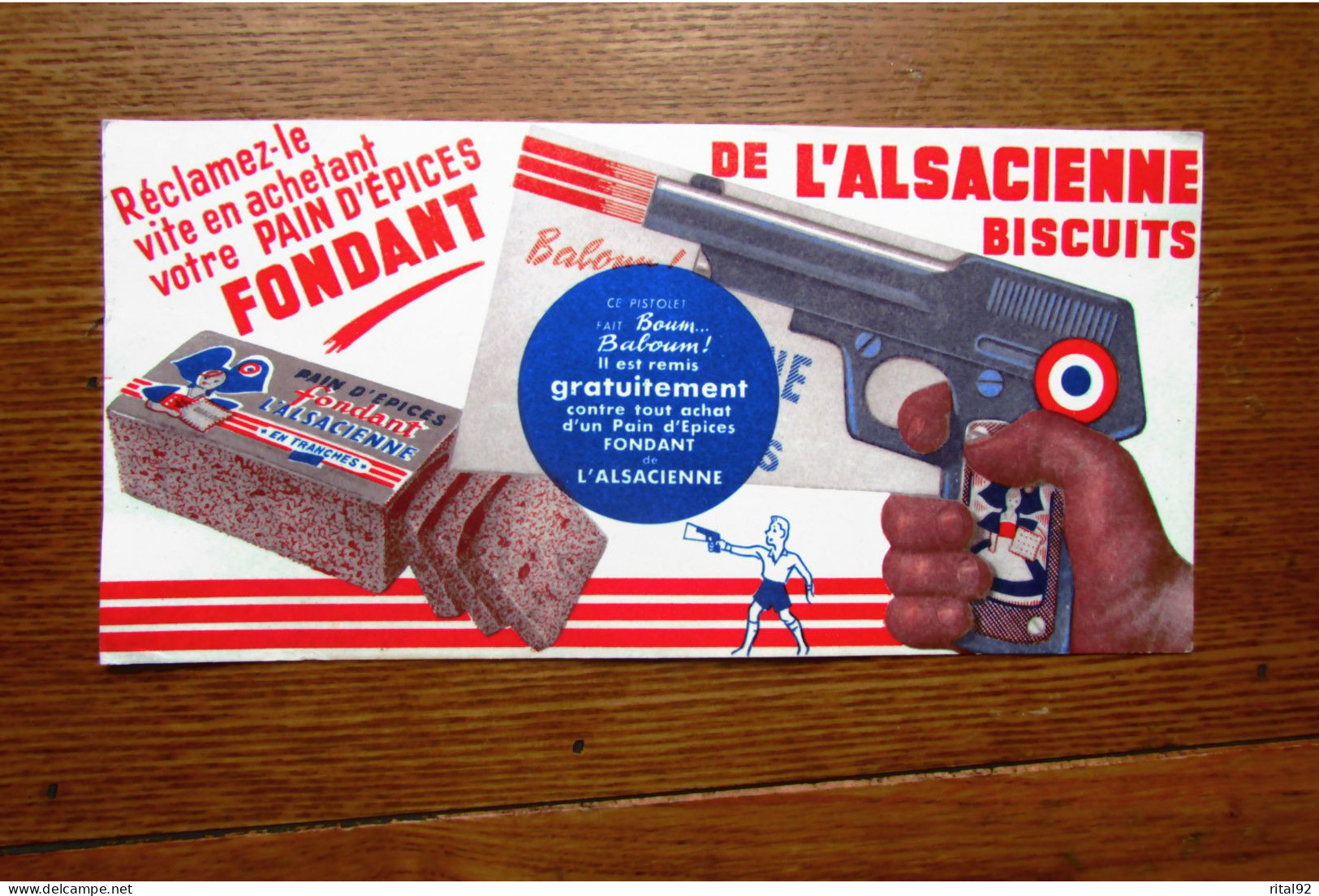 Buvard "Biscuits Fondant L'ALSACIENNE" Pistolet Boum Baboum ... - Sucreries & Gâteaux