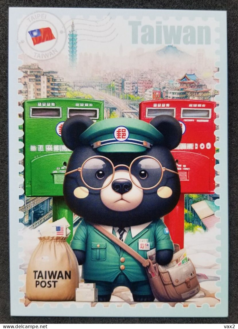 WonderPost Series 1 - Taiwan Postcard MINT Mailbox Mail Box Postal Landmark National Animal Formosan Black Bear - Taiwan
