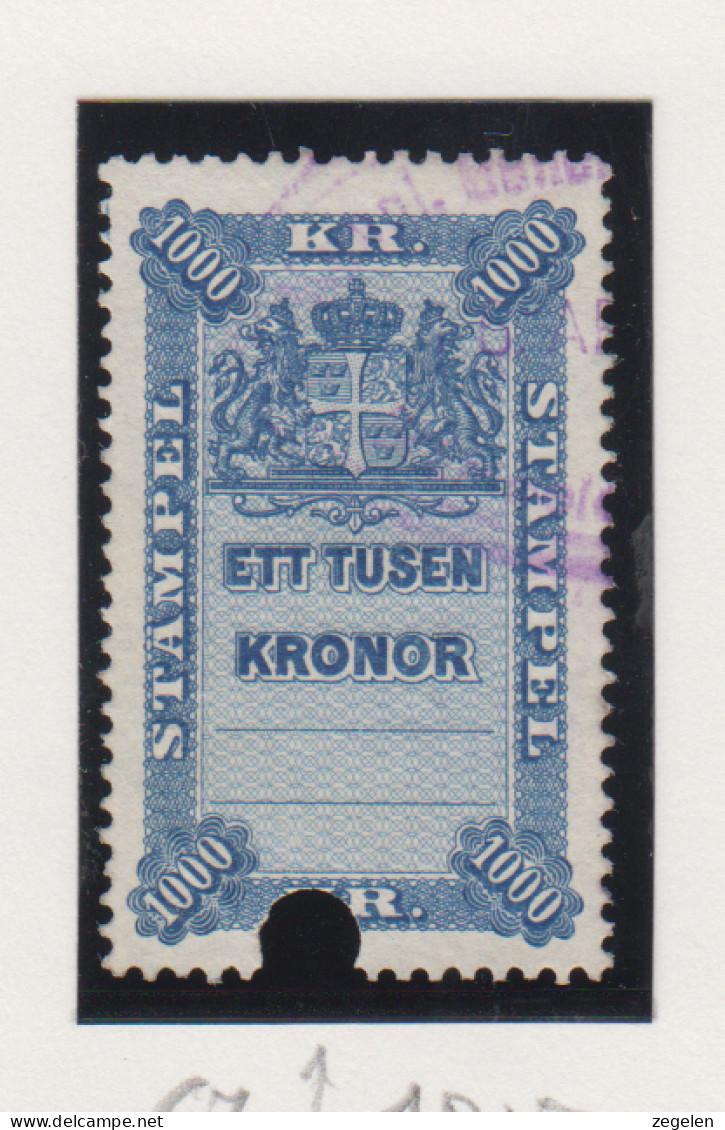 Zweden Fiskale Zegel Cat. Barefoot : Staempel(Documentary) 67 - Revenue Stamps