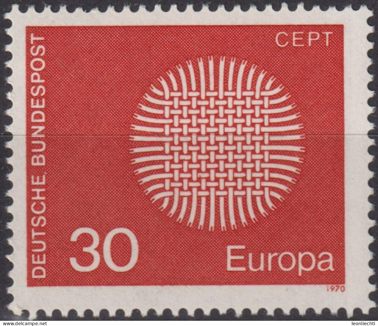 1970 BRD, ** Mi:DE 621, Sn:DE 1019, Yt:DE 484, Europa (C.E.P.T.) 1970 - Lodernde Sonne - 1970