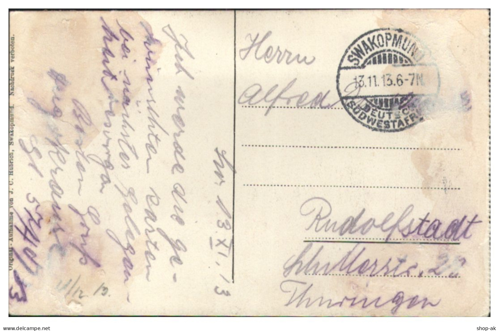 S5356/ Swakopmund D.-S.-W.-Afrika Kolonien AK 1913 - Ehemalige Dt. Kolonien