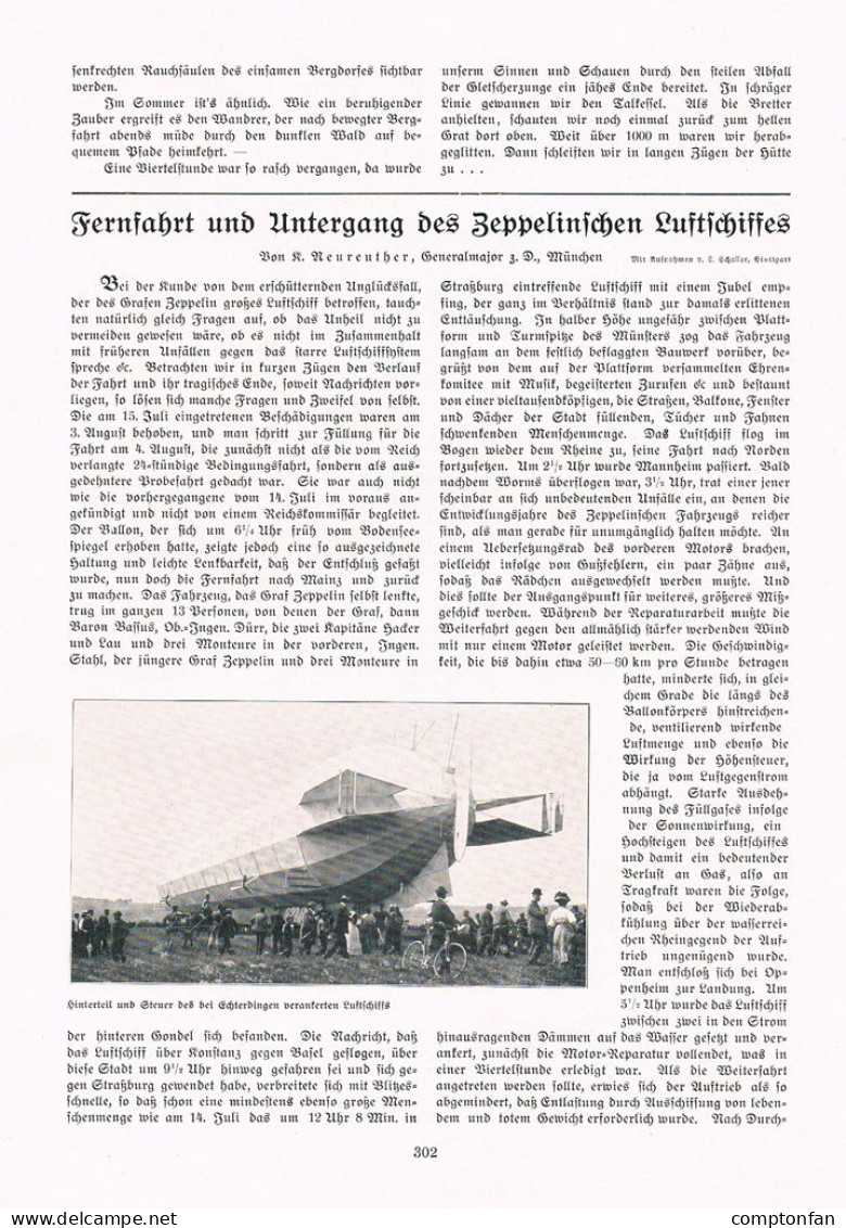 A102 1452-2 Neureuther Zeppelin Fernfahrt Untergang Luftschiff Artikel 1908 - Autres & Non Classés