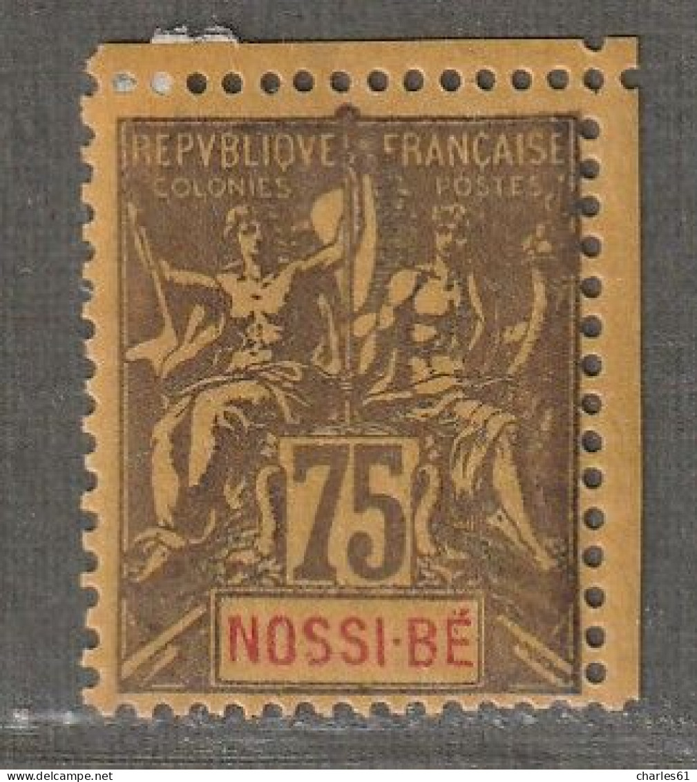 NOSSI-BE - N°38 * (1894) 75c Violet Sur Jaune - Nuovi