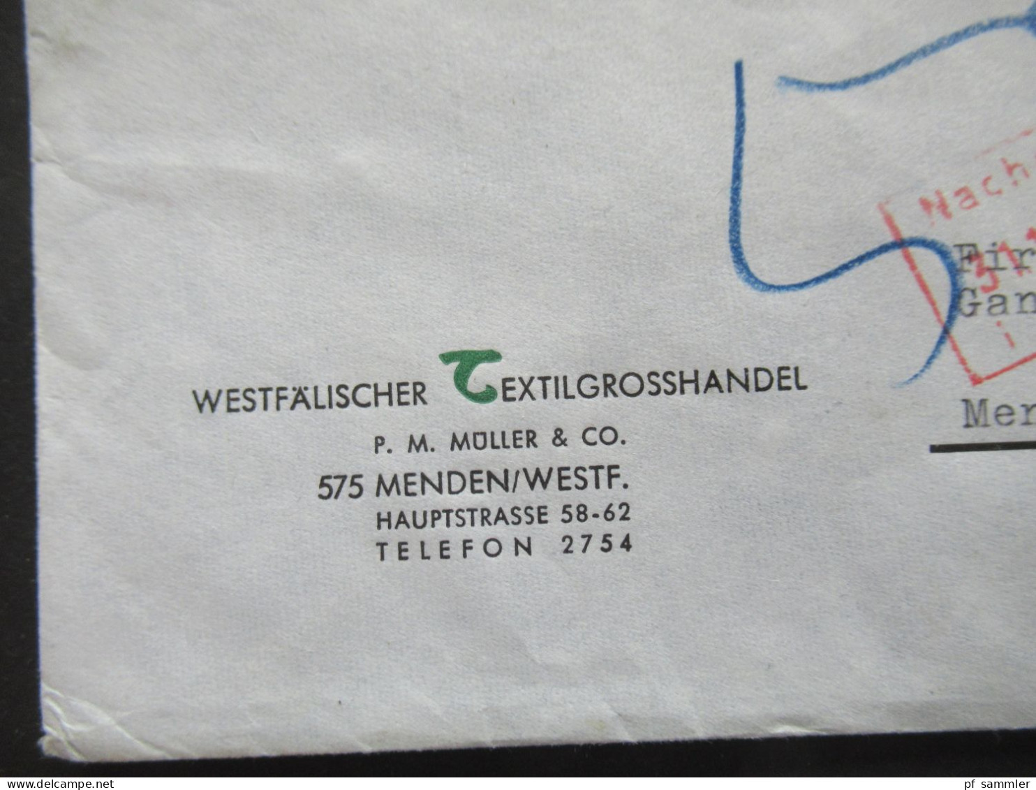 Berlin (West) 1967 Mi.Nr.303 (3) MeF Mit Nachporto / Stempel Und Blaustift! Umschlag Westfälischer Textilgrosshandel - Cartas & Documentos