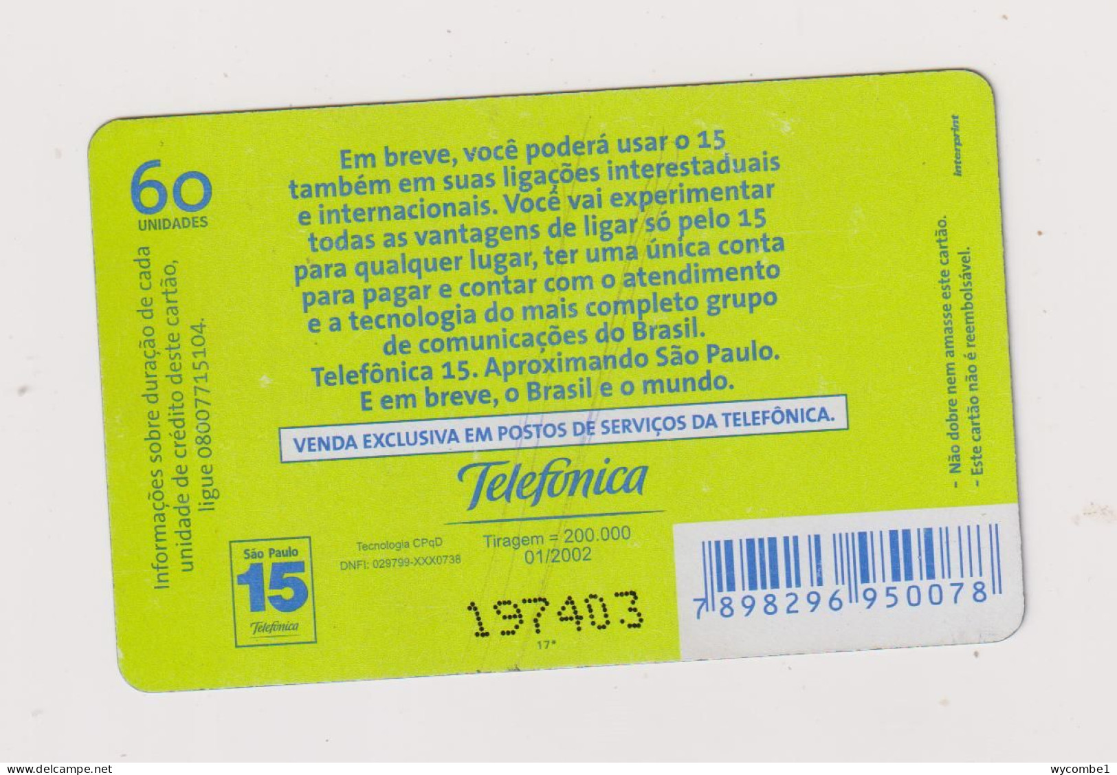 BRASIL -  Viagem Inductive  Phonecard - Brasil