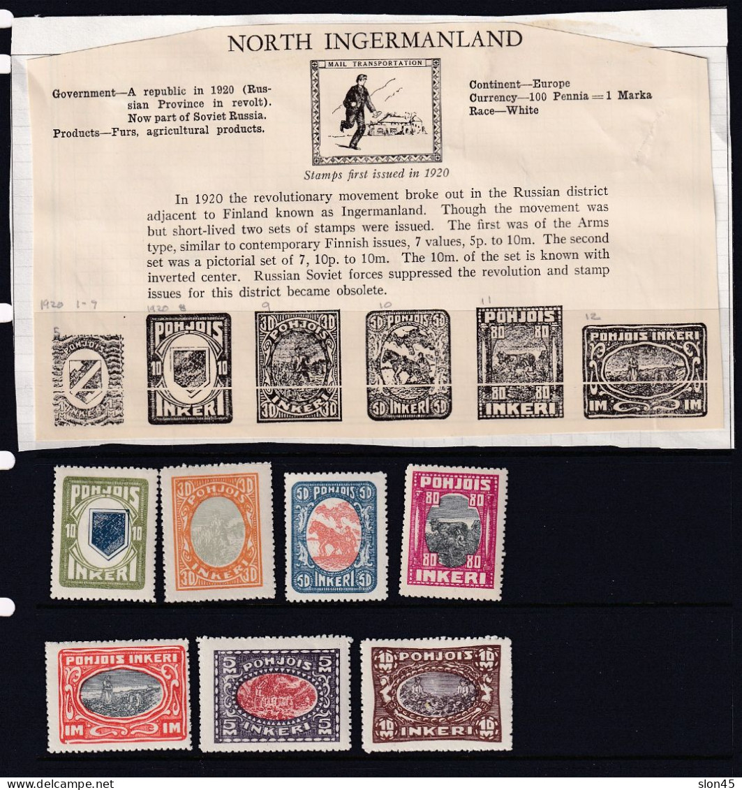 North Ingermanland 1920 2 Sets Genuine + Forgeries MH 15970 - Neufs