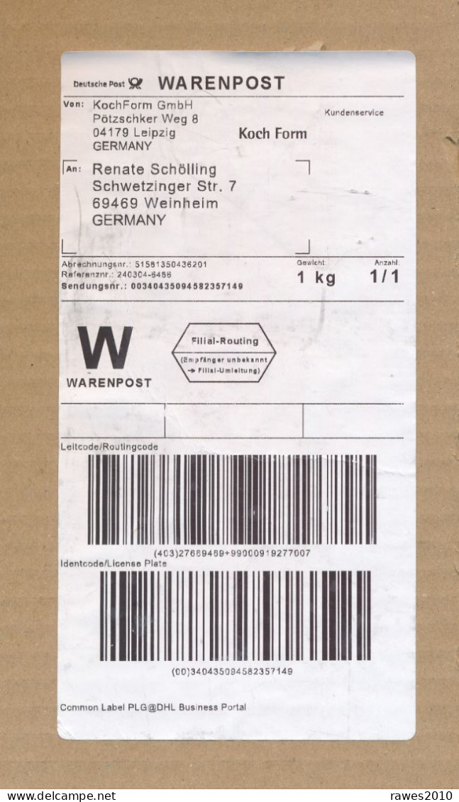 BRD / Bund Leipzig 2024 DP Label W Warenpost KochForm GmbH - Covers & Documents