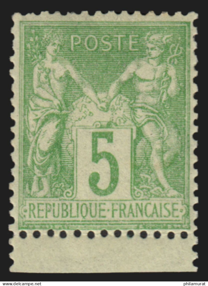 N°102, Petit Bord De Feuille, Sage 5c Vert-jaune (N Sous B), Neuf * - TB - 1898-1900 Sage (Type III)