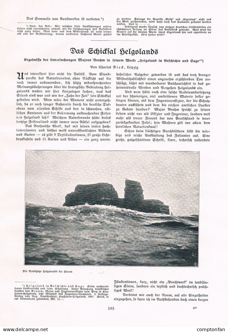 A102 1456 Charles Dieck Helgoland Nordsee Artikel 1909 - Autres & Non Classés