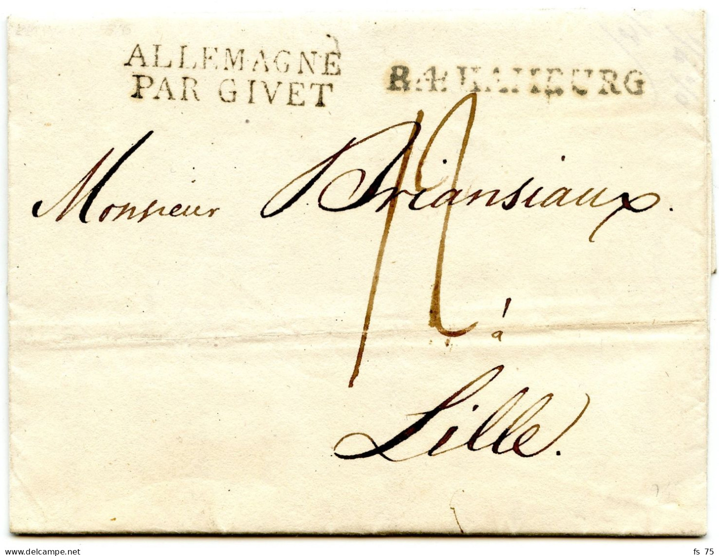 ALLEMAGNE - R.4. HAMBOURG + ALLEMAGNE PAR GIVET, 1816 - Prephilately