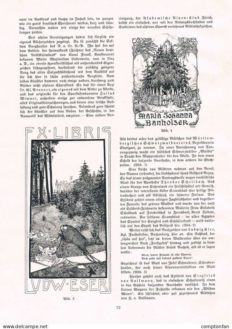 A102 1459 Georg Mader Exlibris Für Alpinisten Bücherzeichen Artikel 1908 - Autres & Non Classés