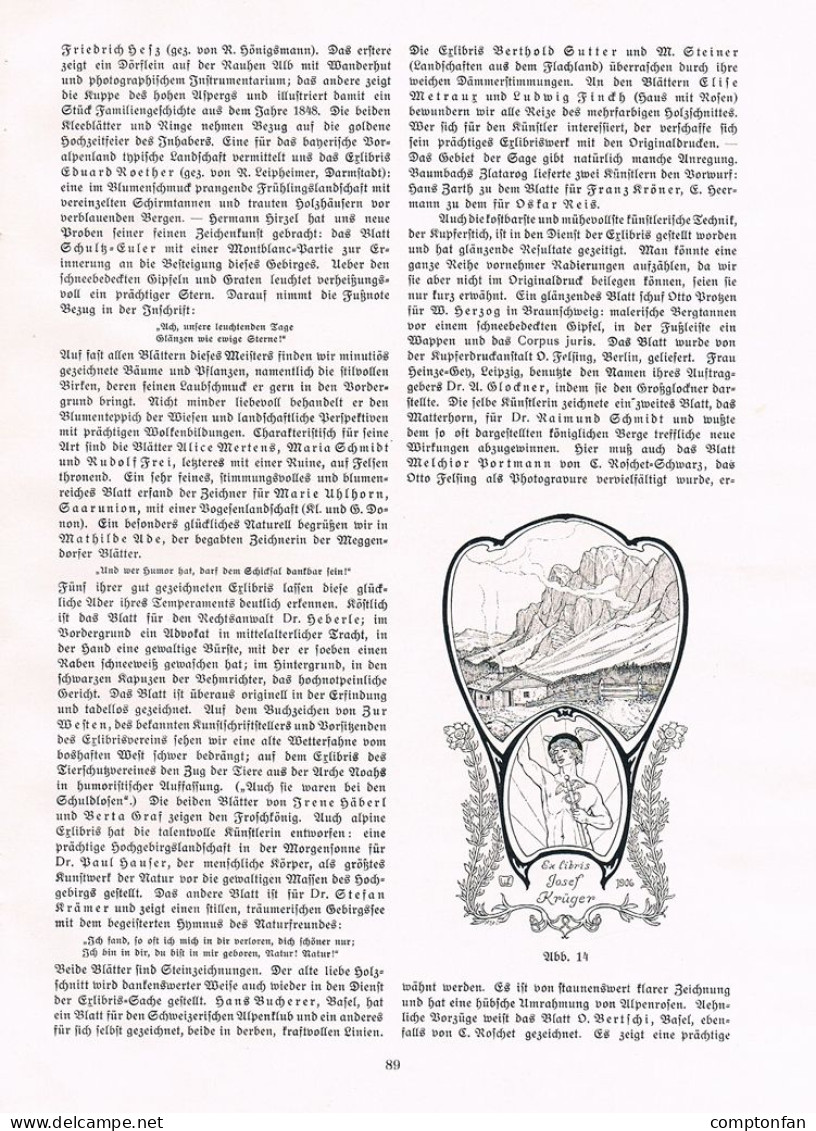 A102 1459 Georg Mader Exlibris Für Alpinisten Bücherzeichen Artikel 1908 - Altri & Non Classificati