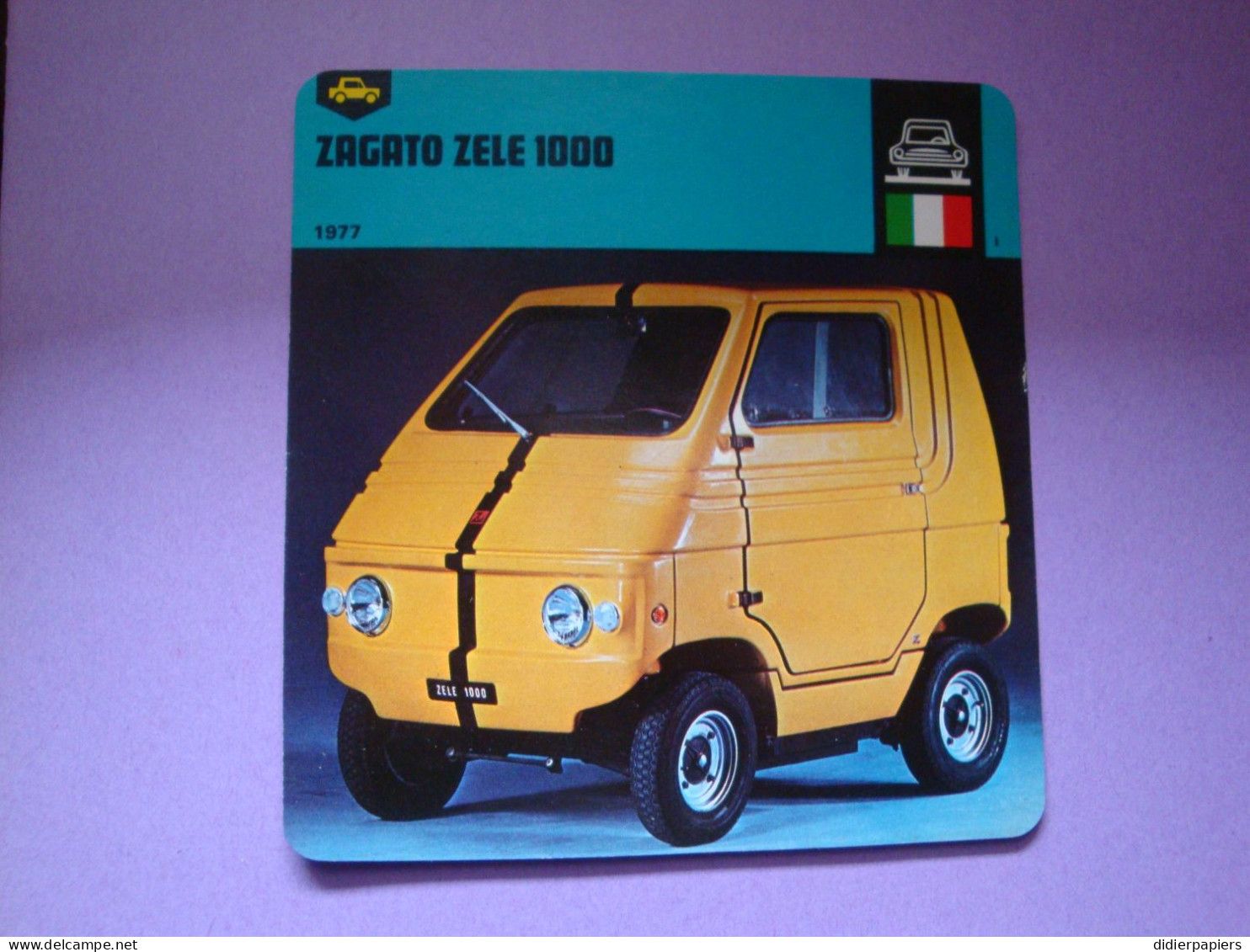 Automobilia Fiche Auto-Rallye 1977 Zagato Zele 1000 Italie - Voitures