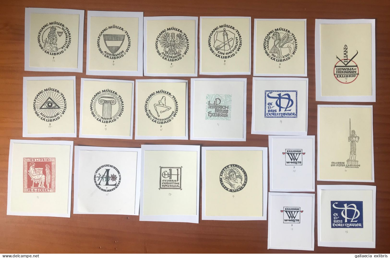 Lot Avec 19 Exlibris, Ottmar Premstaller. Lot With 19 Ex-libris, Ottmar Premstaller - Ex-libris