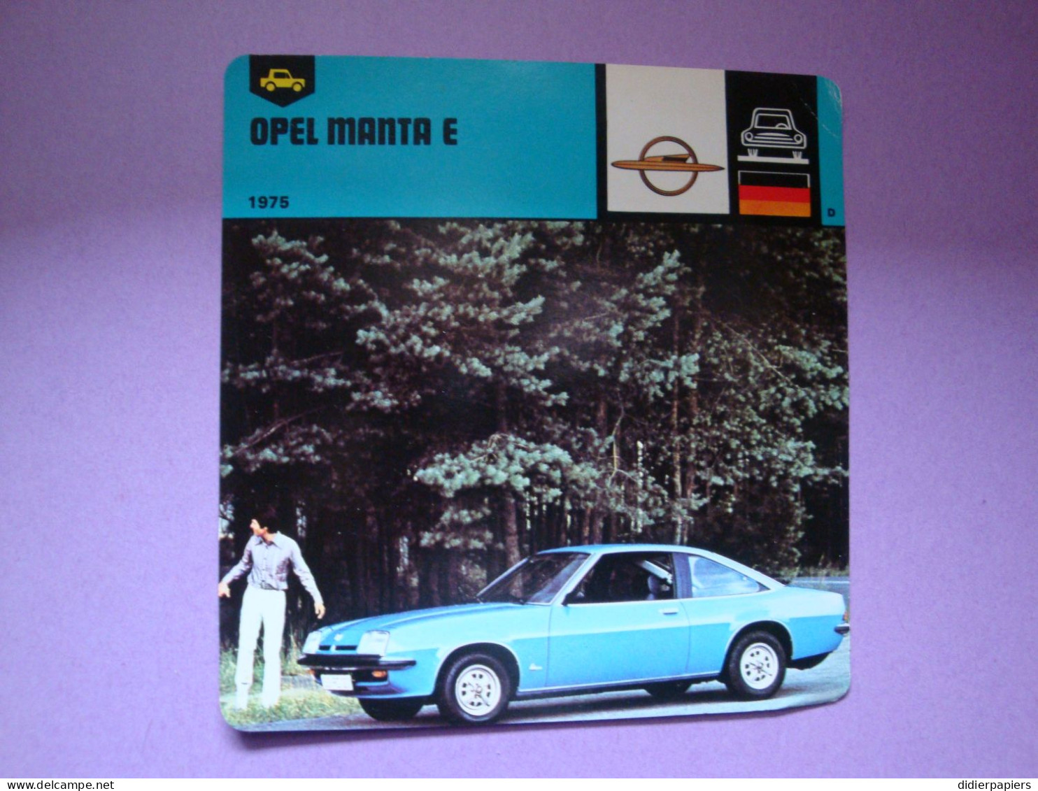 Automobilia Fiche Auto-Rallye 1975 Opel Manta E  Allemagne - Autos