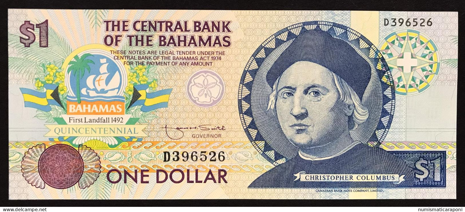 Bahamas  1 Dollars Quincentennial Colombo Fds UNC  Lotto 035 - Bahamas