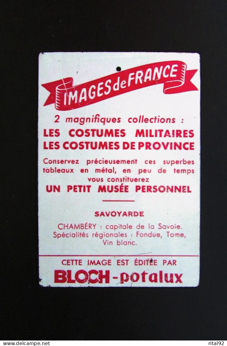 Plaque Publicitaire En Tôle "Potages BLOCH - POTALUX" Série : "LES COSTUMES DE PROVINCE" - Targhe In Lamiera (a Partire Dal 1961)