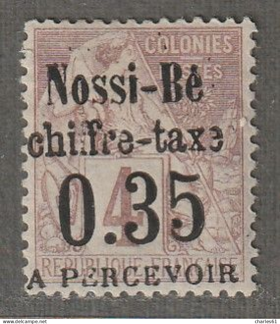 NOSSI-BE - TAXE - N°4 * (1891) 35c Sur 4c Lilas-brun - Signé - - Unused Stamps