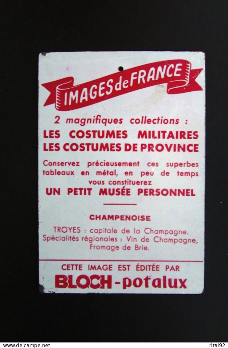 Plaque Publicitaire En Tôle "Potages BLOCH - POTALUX" Série : "LES COSTUMES DE PROVINCE" - Targhe In Lamiera (a Partire Dal 1961)