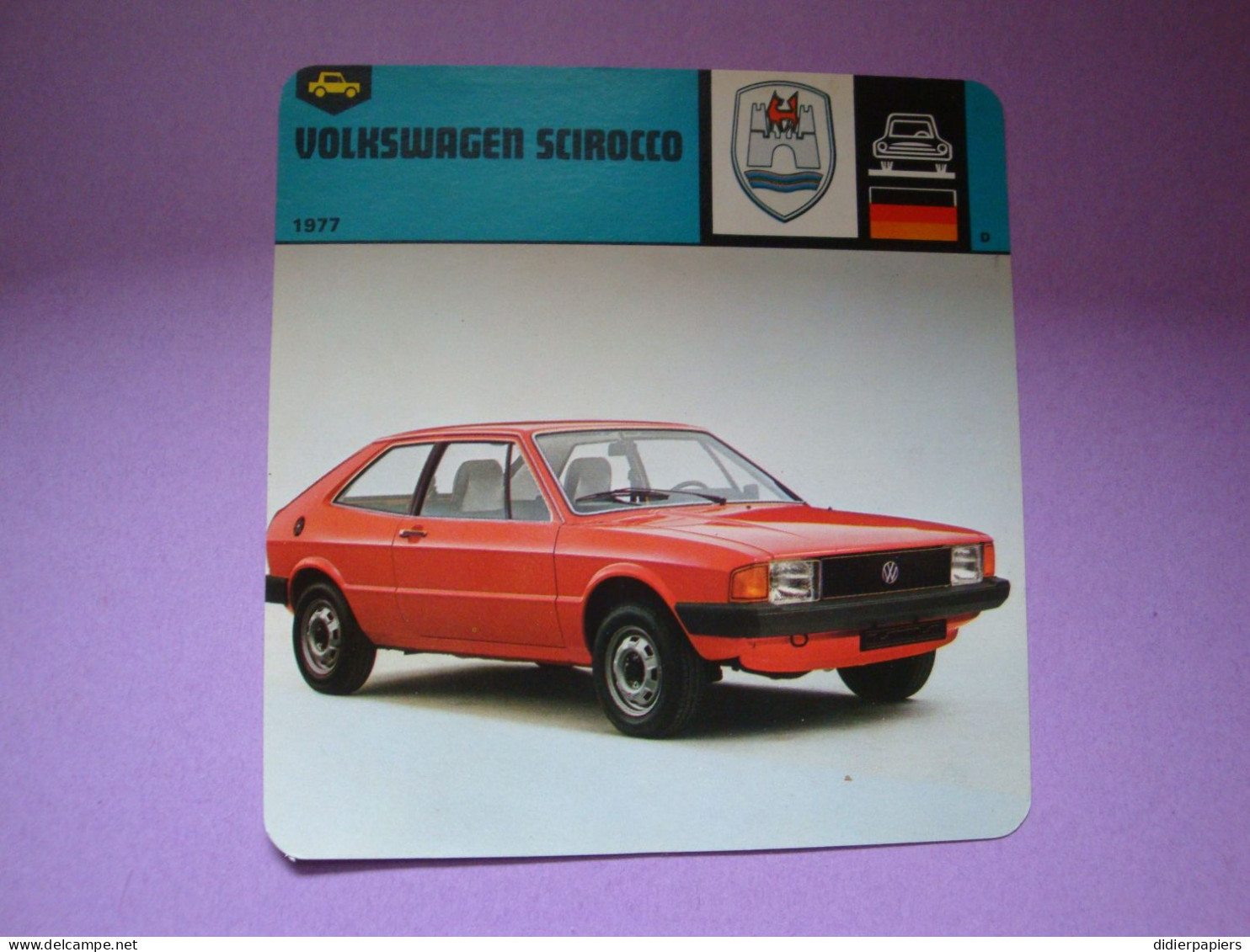 Automobilia Fiche Auto-Rallye 1977 Volkswagen Scirocco Allemagne - Auto's