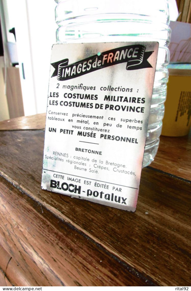 Plaque Publicitaire En Tôle "Potages BLOCH - POTALUX" Série : "LES COSTUMES DE PROVINCE" - Tin Signs (after1960)