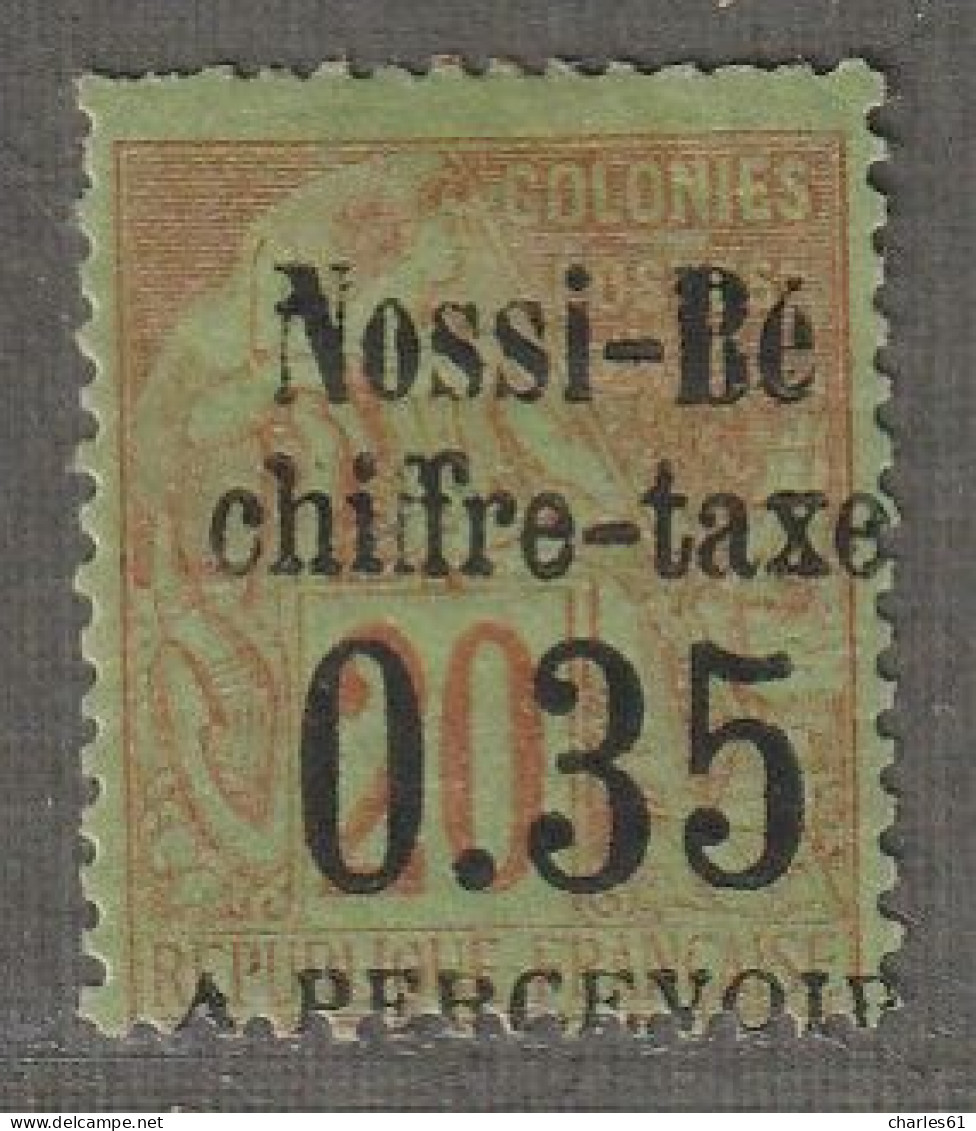 NOSSI-BE - TAXE - N°5 * (1891) 35c Sur 20c Brique - Signé - - Ongebruikt