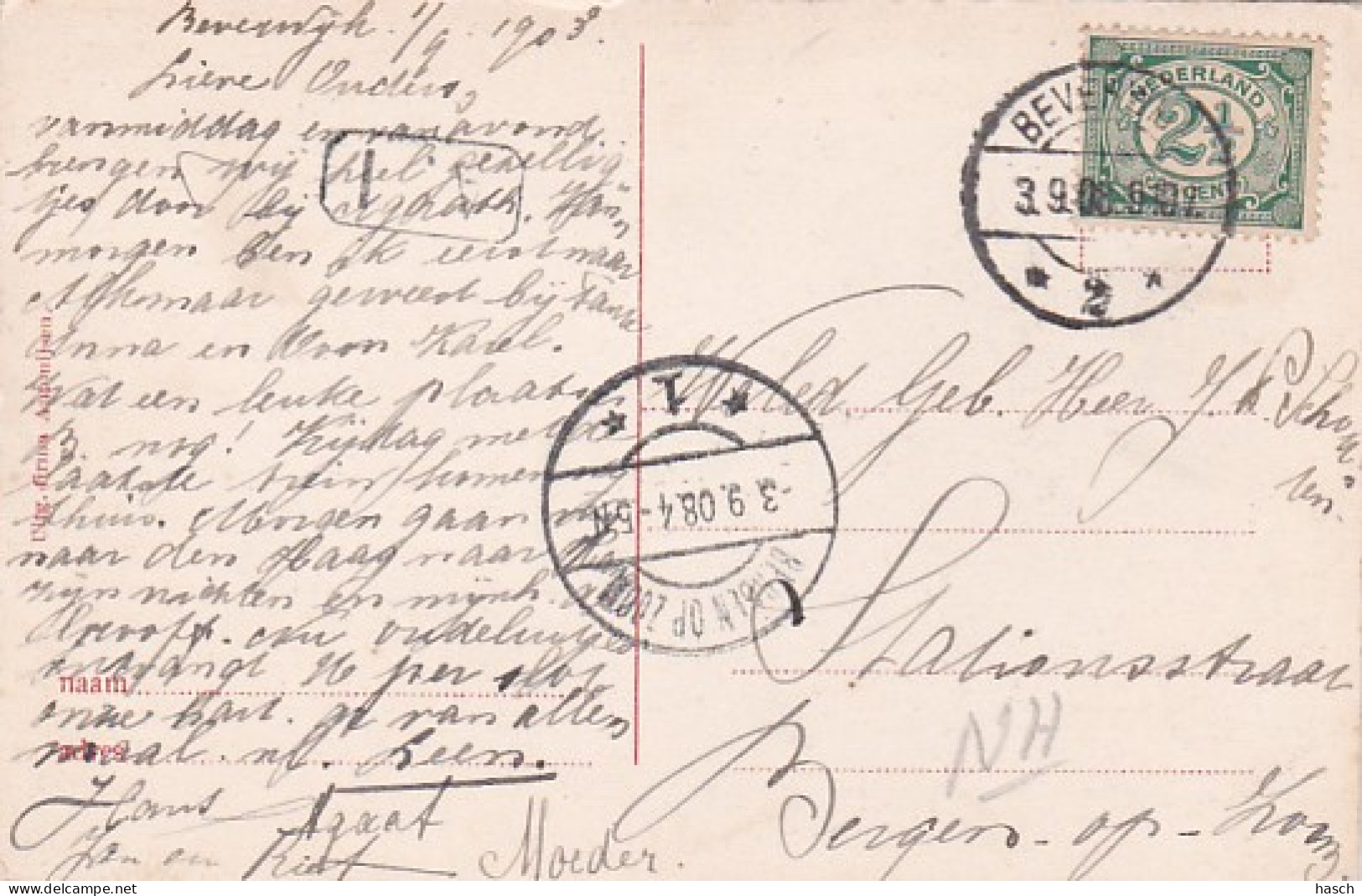 3765	86	Beverwijk, Scheijbeek (poststempel 1908) - Beverwijk