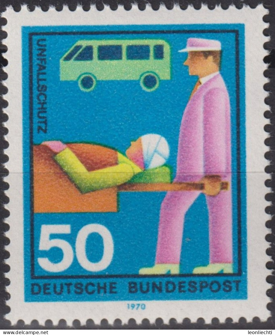 1970 Deutschland > BRD, ** Mi:DE 633, Sn:DE 1026, Yt:DE 499,Unfallschutz, Freiwillige Hilfsdienste - Accidents & Road Safety