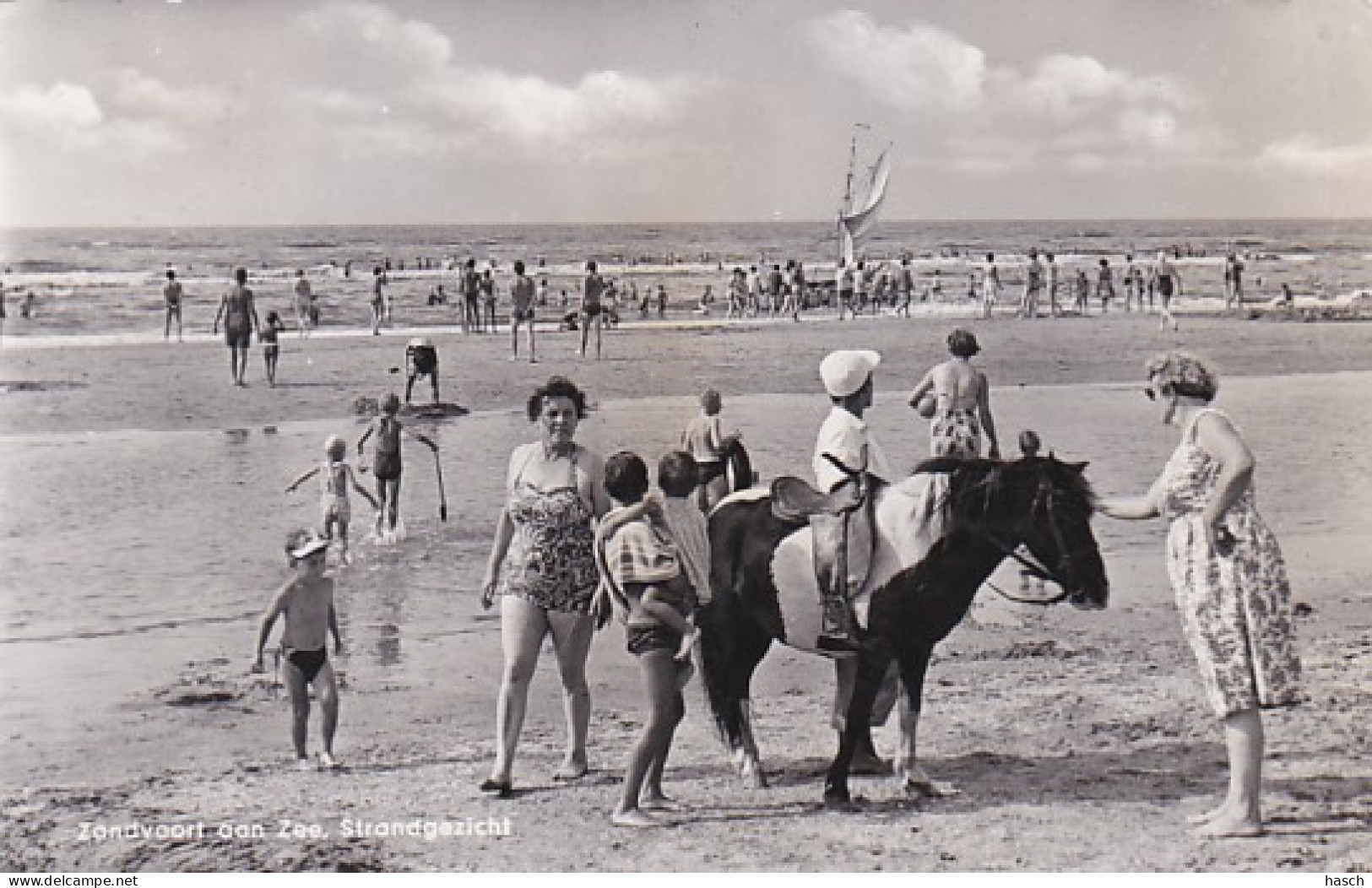 3765	134	Zandvoort Aan Zee, Strandgezicht (poststempel 1960) (kleine Vouwen In De Hoeken) - Zandvoort