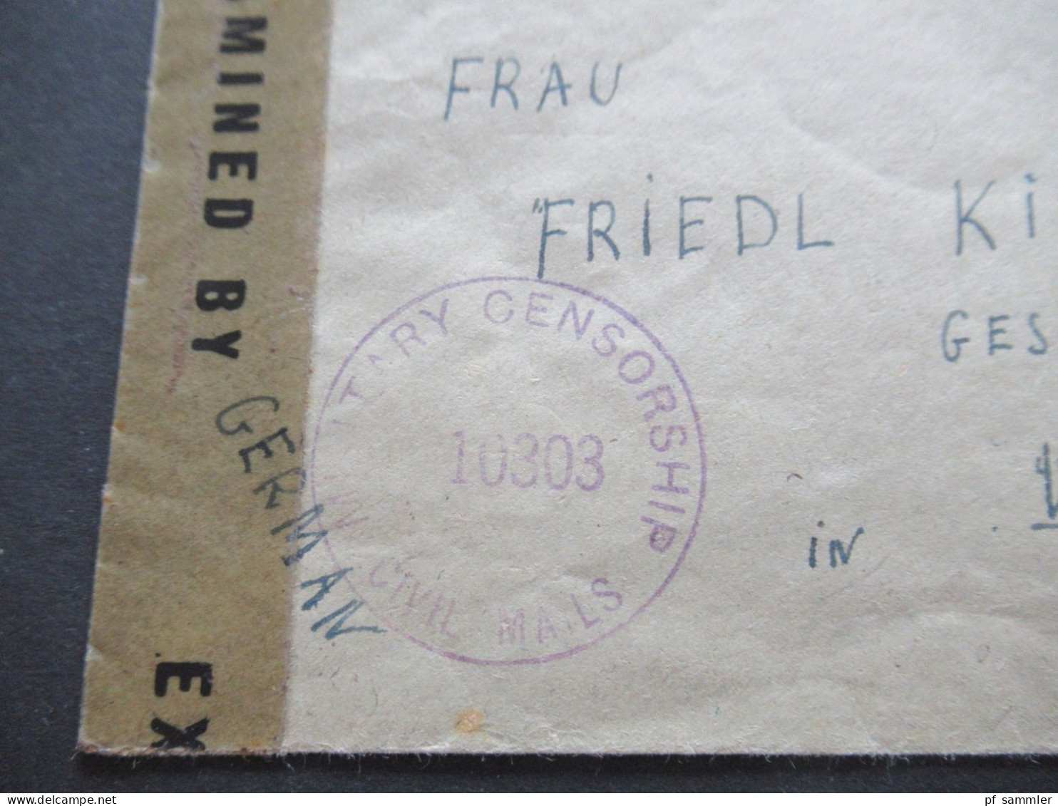 Kontrollrat Nr.919 (2) MeF Zensurbeleg Military Censorship 10303 Verschlussstreifen Examined By / Hochstädten - Weimar - Storia Postale