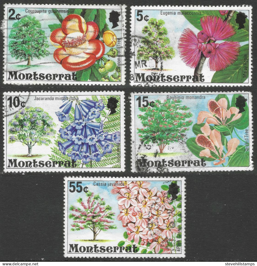 Montserrat. 1976 Flowering Trees. 5 Used Values To 55c (2c, 5c, 10c, 15c, 55c) . SG 372etc. M3074 - Montserrat