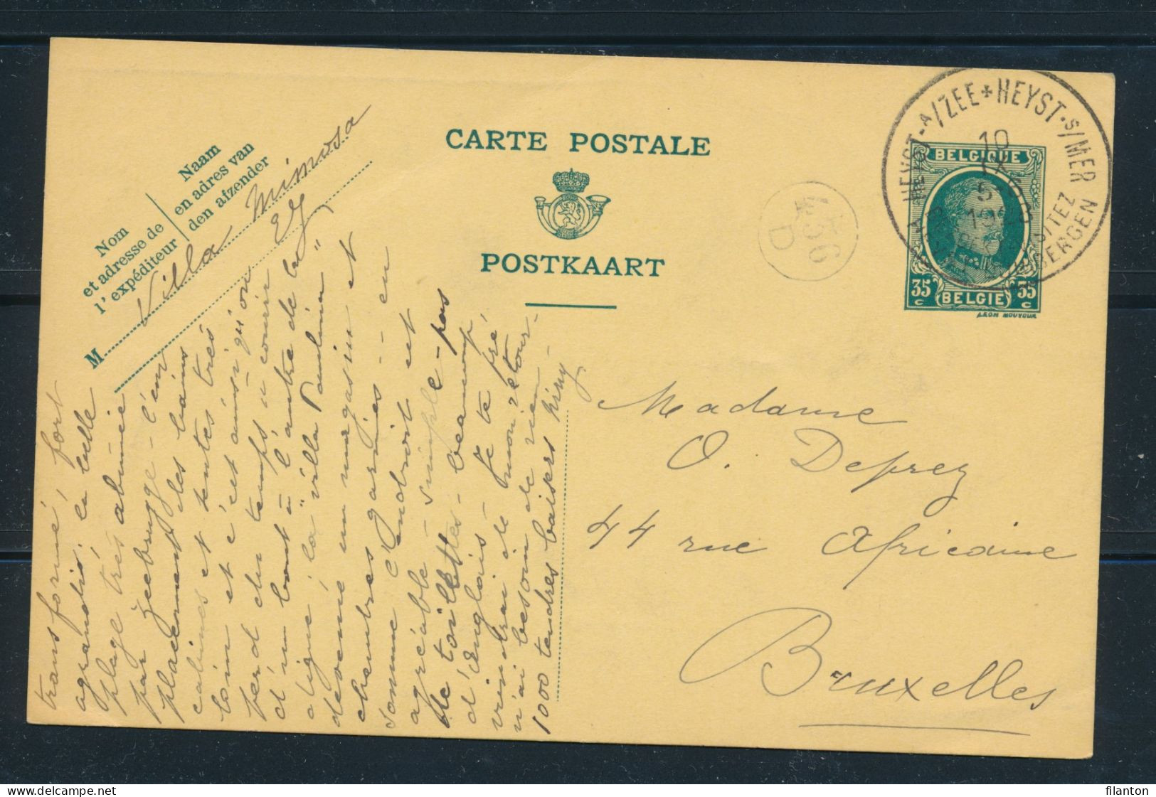 PWS - Cachet "HEYST-A/ZEE - HEYST-S/MER - BEZOEK-VISITEZ HEYST-DUINBERGEN" Dd. 10-09-1928 + Facteurstempel - (ref.1749) - Postkarten 1909-1934