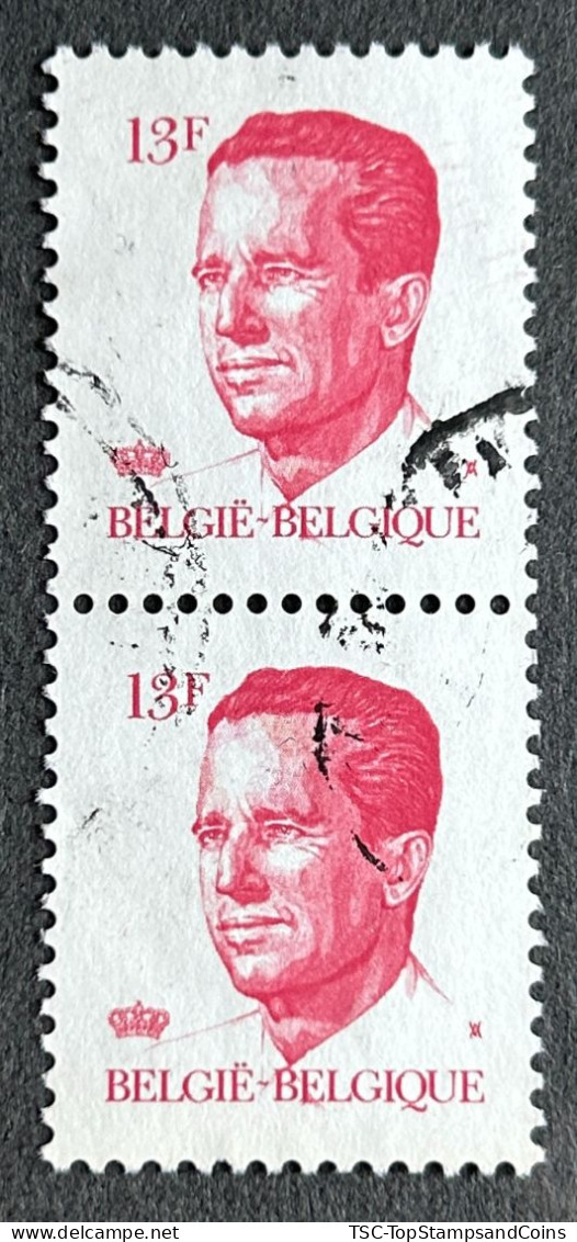 BEL2202Ux2v2 - King Baudouin 1st. - Pair Of 13 F Used Stamps - Belgium - 1986 - 1981-1990 Velghe