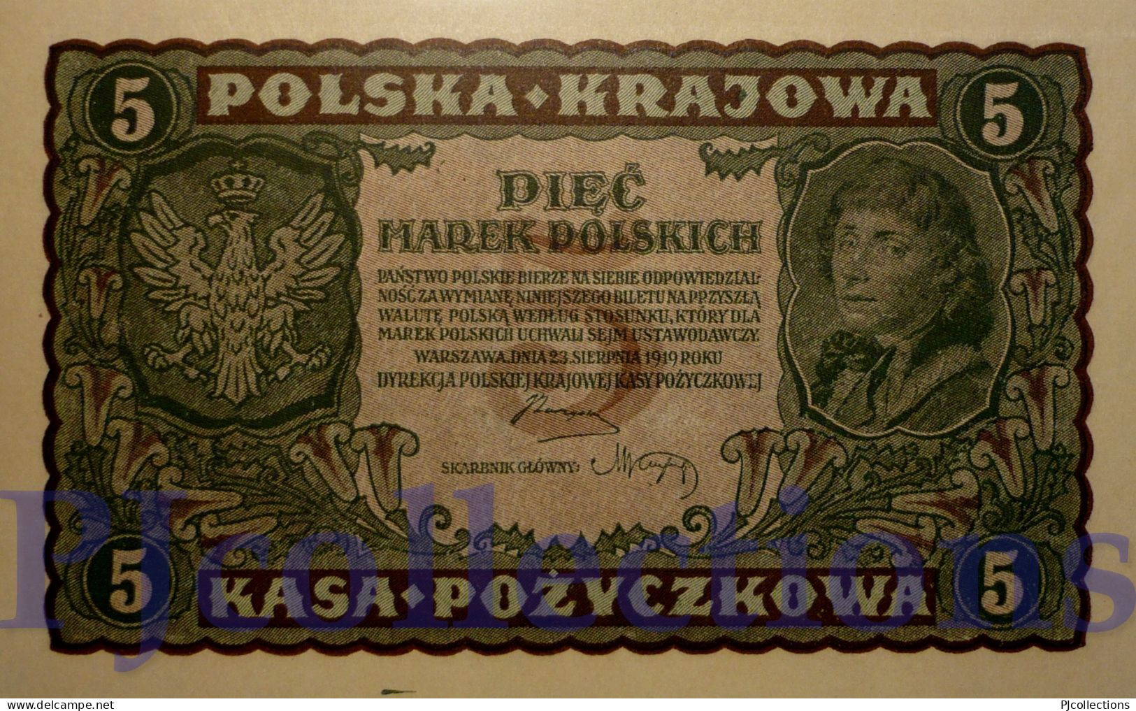 POLONIA - POLAND 5 MAREK 1919 PICK 24 UNC - Polonia