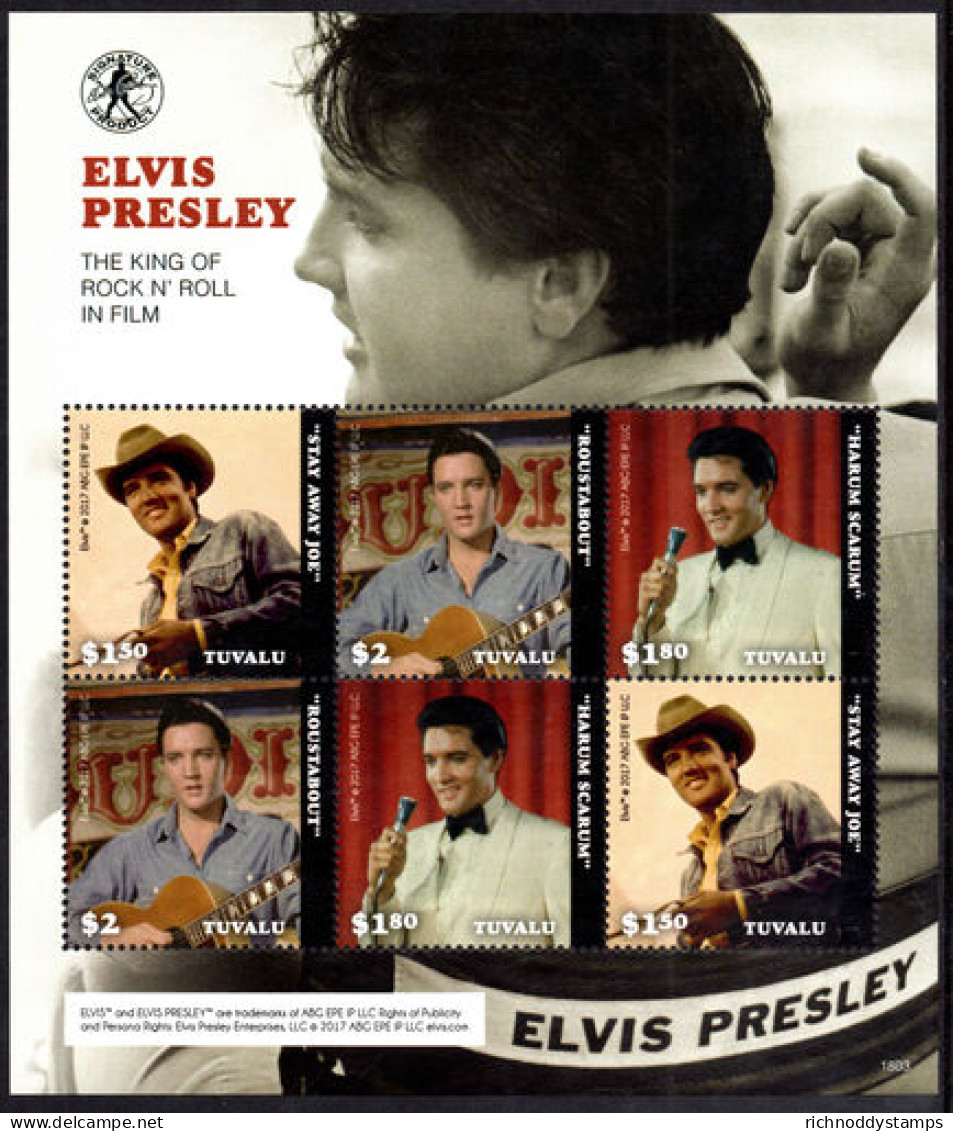 Tuvalu 2017 Elvis Presley In Film Sheetlet Unmounted Mint. - Tuvalu (fr. Elliceinseln)