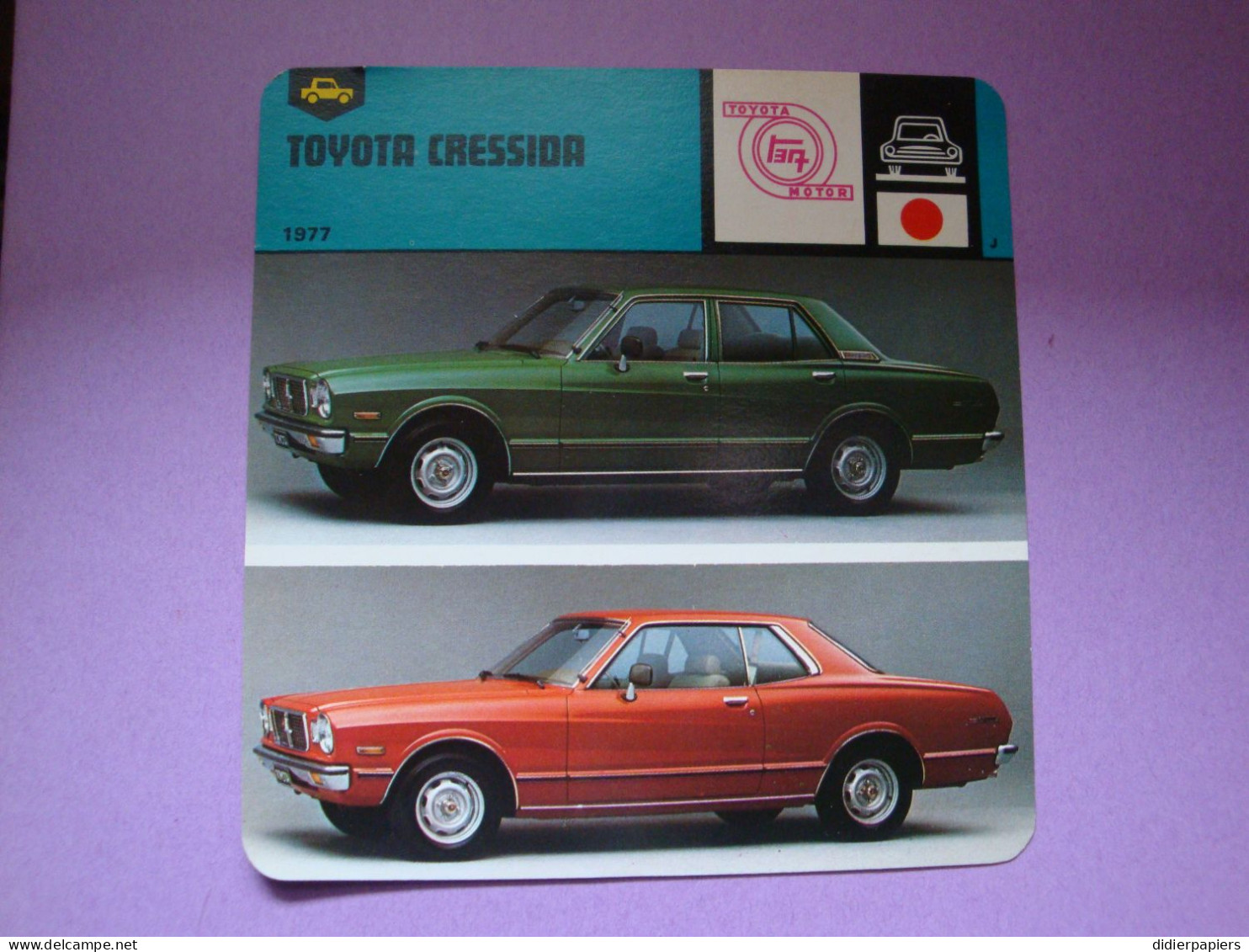 Automobilia Fiche Auto-Rallye 1977 Toyota Cressida Japon - Auto's