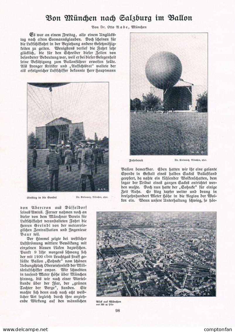 A102 1470-3 Otto Rabe Ballonfahrt München Heißluftballon Salzburg Artikel 1907 - Otros & Sin Clasificación