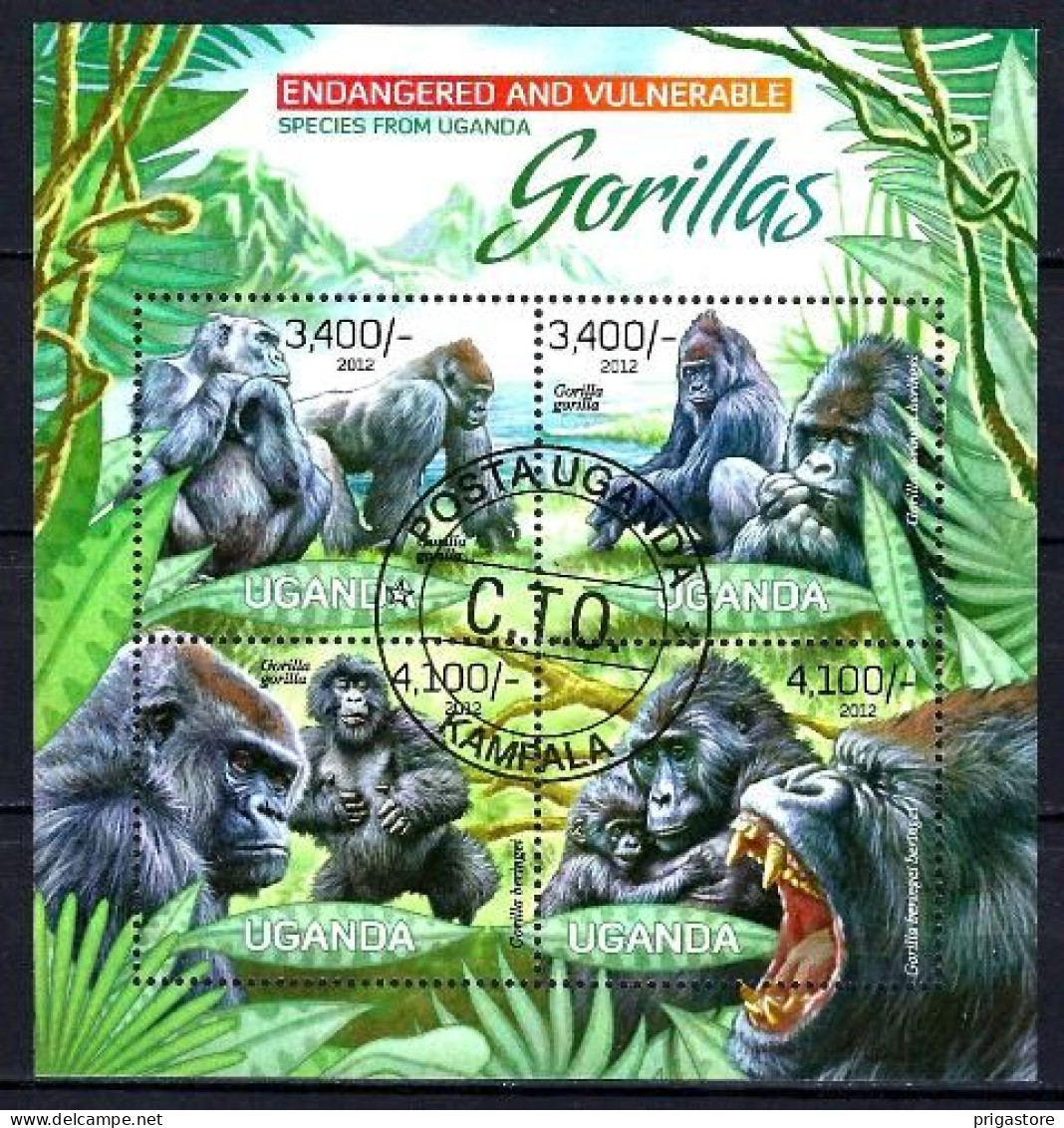 Ouganda 2012 Animaux Gorilles (339) Yvert N° 2466 à 2469 Oblitérés Used - Ouganda (1962-...)