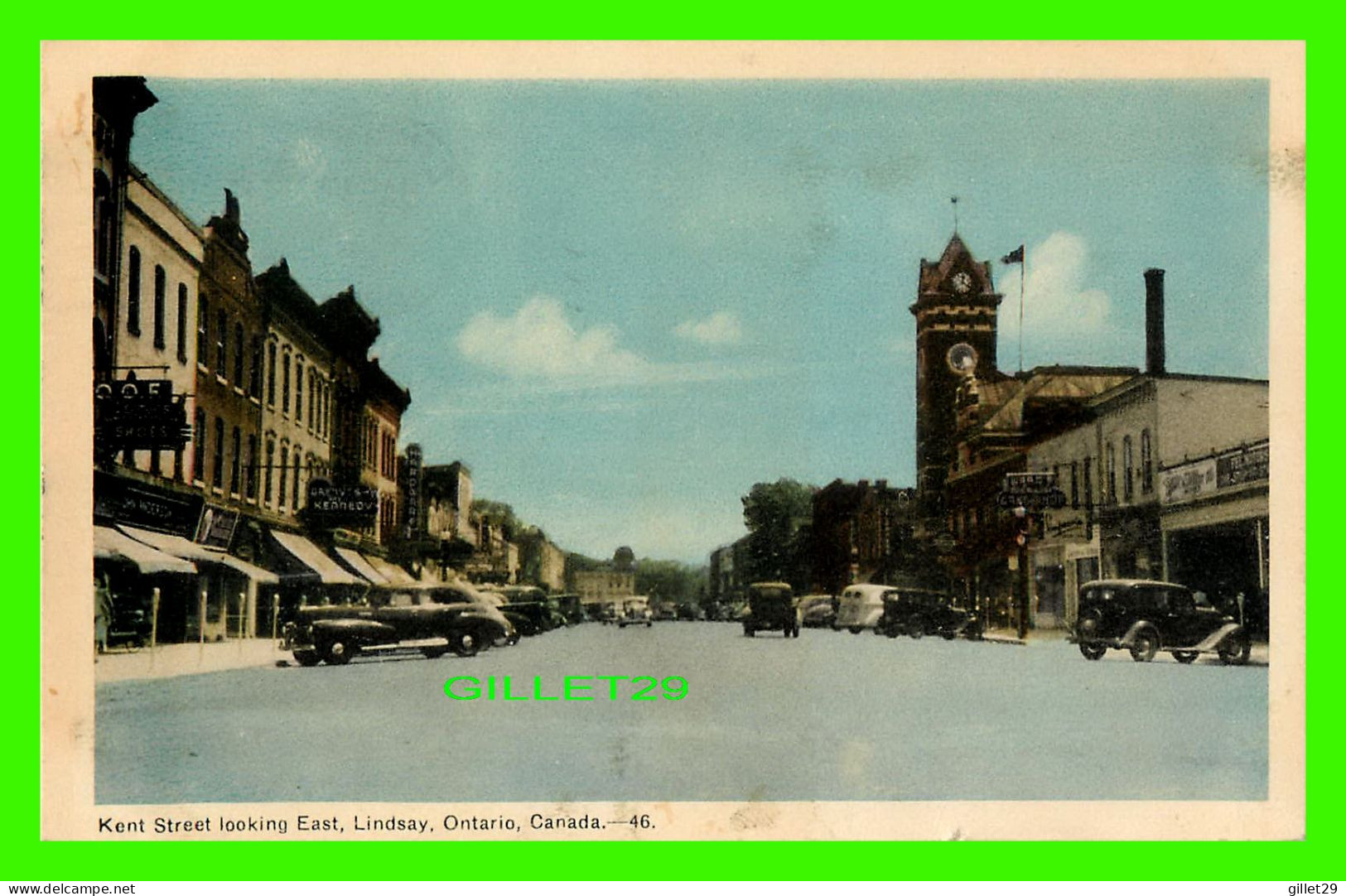 LINDSAY, ONTARIO - KENT STREET LOOKING EAST - ANIMATED WITH OLD CARS - TRAVEL IN 1951 - PECO - - Altri & Non Classificati