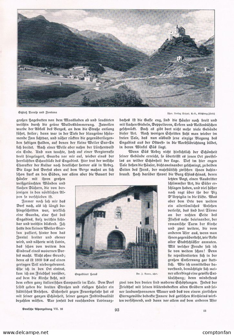 A102 1471-3 Julius Baum Herbstfahrt Engadin Tarasp Sent Artikel 1907 - Autres & Non Classés